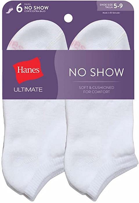 Hanes Ultimate Women's 6-pair No-Show Socks White