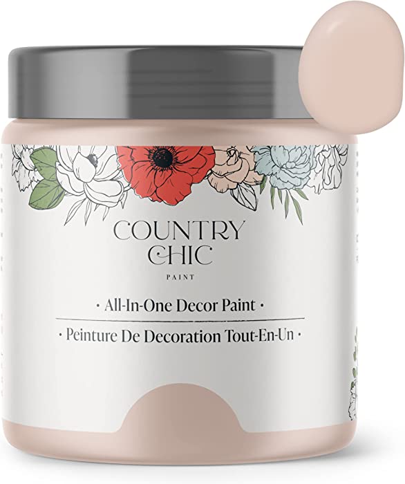 Country Chic Paint - Chalk Style All-in-One Paint for Furniture, Home Decor, Cabinets, Crafts, Eco-Friendly, Minimal Surface Prep, Multi-Surface Matte Paint - Ooh La La [Light Pink] - (4 oz)
