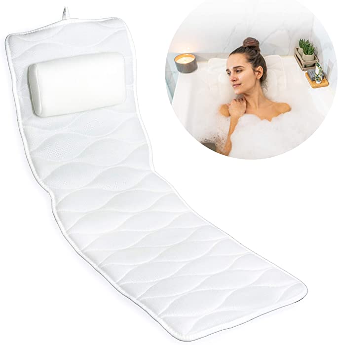 Full Body Bath Pillow for Bathtub: Luxury Spa Bath Pillows For Tub Neck And Back Support - Bath Accessories Bathtub Pillow For Soaking Tub. Home Spa Self Care Gifts For Mom & Birthday Gifts for Women.