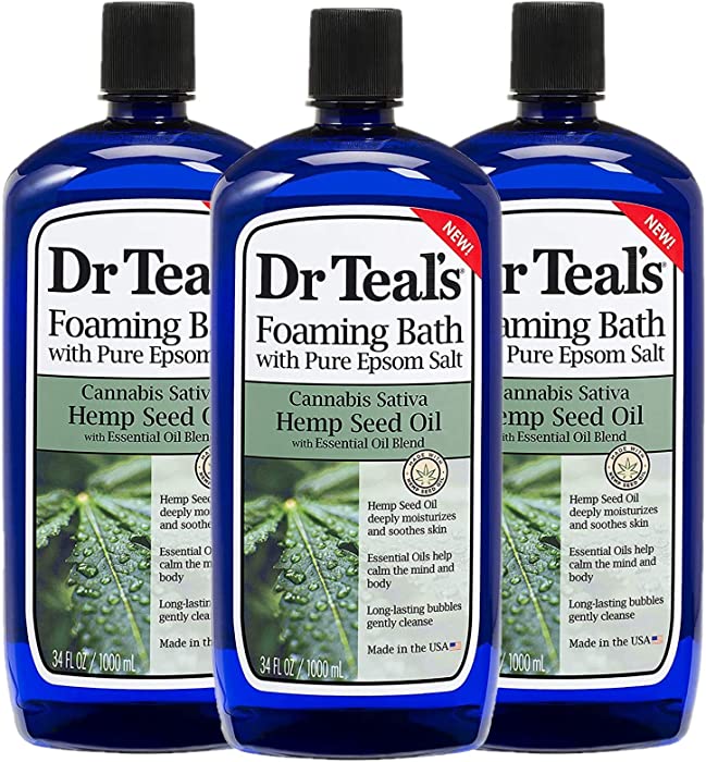 Dr Teal's Foaming Bath 3-Pack (102 Fl Oz Total) Hemp Seed Oil - Revitalize Your Body, Nourish Your Skin, and Soothe Your Senses