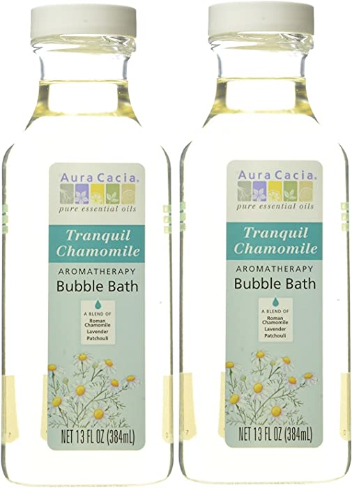 Aura Cacia Chamomile Aromatherapy Bubble Bath (Pack of 2) With Lavender and Patchouli, 13 fl. oz.