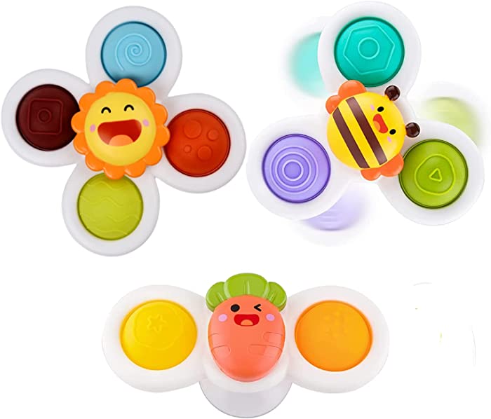 Suction Cup Spinner Toys, Baby Suction Cup Bath Toys Pop Fidget Toys Sensory Spinning Toys for Toddlers Babies Boys Girls