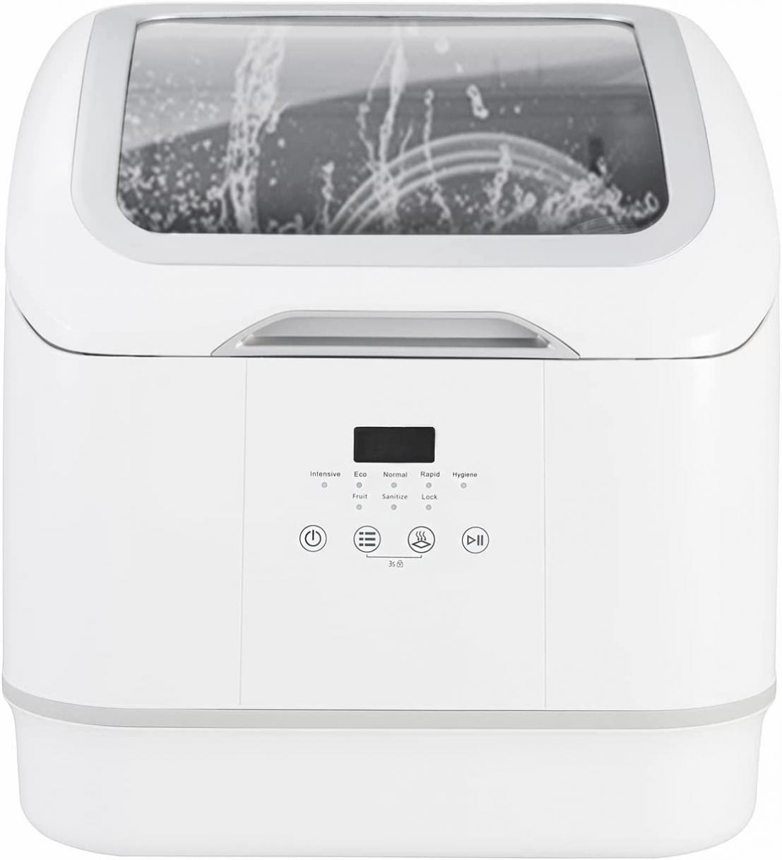 Weceleh Countertop Dishwasher, Portable Dishwasher 6.8L Capacity, 7 Programs, 360° Spray,140-160℉ Hot Air Drying Function, White