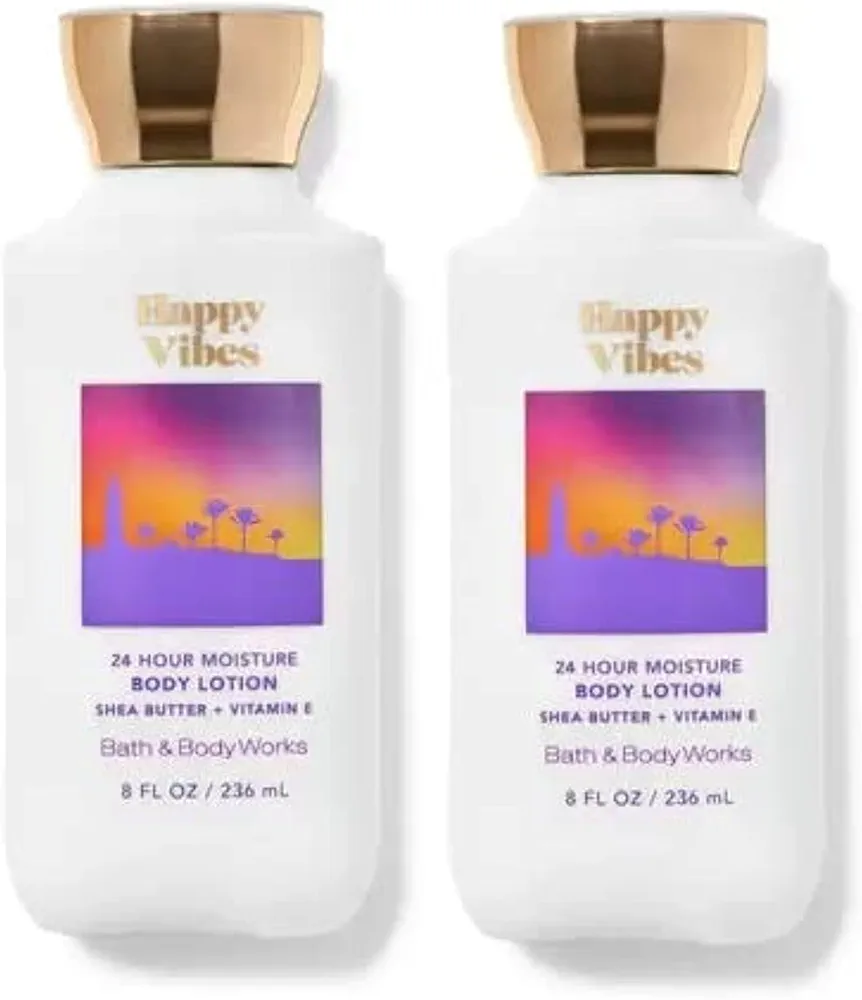 Bath & Body Works Happy Vibes Body Lotion Sets Gift For Women 8 Oz -2 Pack (Happy Vibes)
