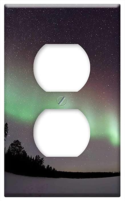Switch Plate Outlet Cover - Aurora Green Stars Sky Atmosphere Tree Plants
