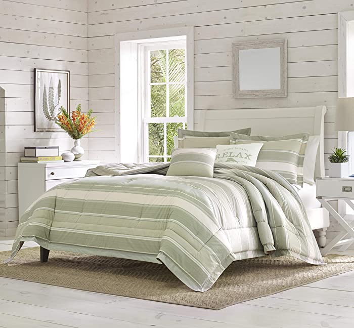 Tommy Bahama | Serenity Bedding Collection Quality Ultra Soft Breathable Cotton Comforter, All Season Premium 5 Piece Set, Designed for Home Hotel Décor, King, Green