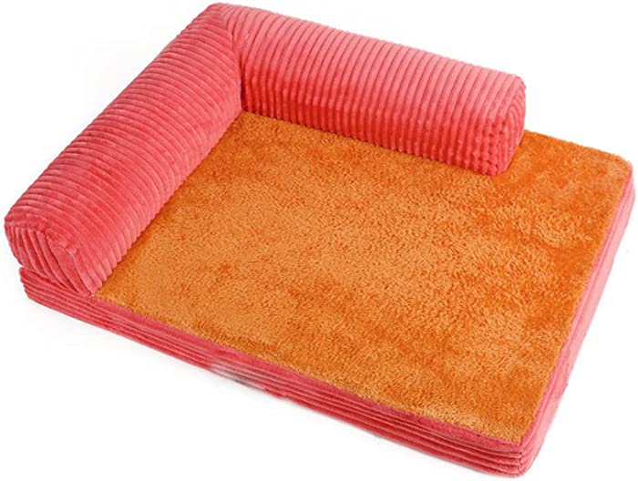 Pet Beds for Small Medium Large Dogs and Cats,Thick Velvet Sofa,Comfy Couch,L Chaise,High Bolster,with Removable Machine Washable,Non-Slip Bottom,Warm Breathable