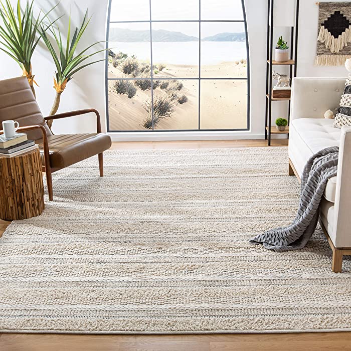 SAFAVIEH Natura Collection 10' x 14' Ivory NAT651A Handmade Cotton Living Room Dining Bedroom Area Rug