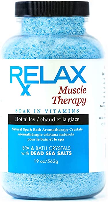 Epsom Salts Muscle Therapy (19 oz) Natural Bath Salts Infused with Vitamins and Minerals for Soaking Aches, Pains, Swelling and Stress Relief- Spa Safe