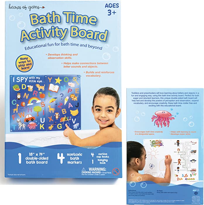 Double Sided Bathtime Educational Board, Preschool Activities, Washable Marker, ABC Learning for Toddlers, I Spy Book, Education Toys for 2 3 4 Year olds, Montessori