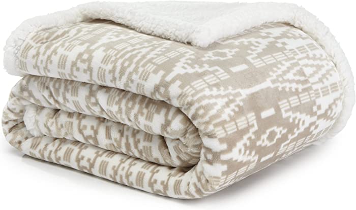 Eddie Bauer Ultra-Plush Collection Throw Blanket-Reversible Sherpa Fleece Cover, Soft & Cozy, Perfect for Bed or Couch, San Juan Oyster