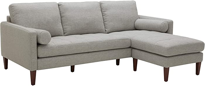 Amazon Brand – Rivet Aiden Mid-Century Modern Reversible Sectional Sofa (86") - Light Gray