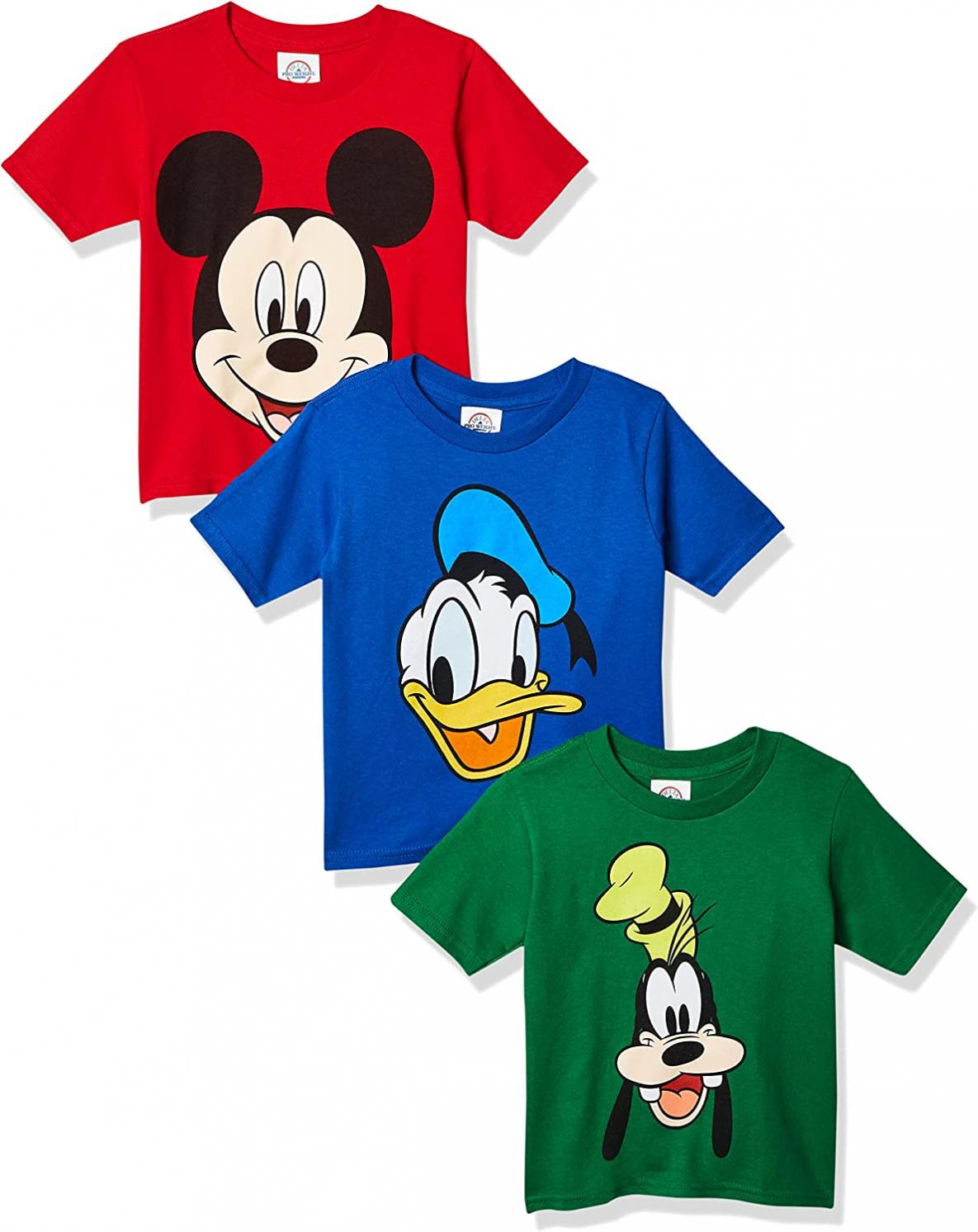 Disney Boys' Toddler Mickey, Goofy, Donald 3-Pack T-Shirts