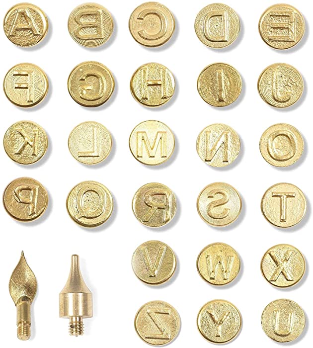 Wood Burning Tools, Uppercase Alphabet Branding (28 Pieces)