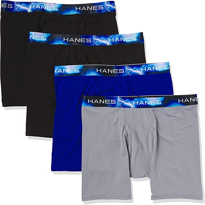 Hanes Ultimate Men's Sport X-Temp Ultra Lightweight Long Leg Boxer Brief 4-Pack