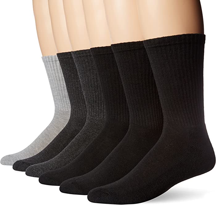 Hanes Men's ComfortBlend 6-Pack Cushioned Casual Solid Crew Socks