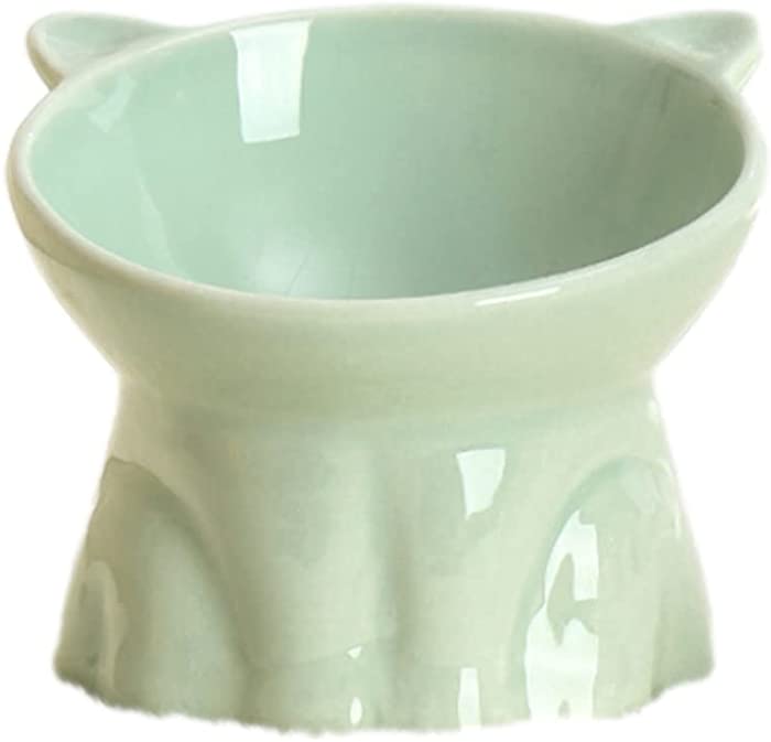 Cat Bowls Ceramic,Anti Vomiting, Tilted Elevated,Stand Raised Food Water Dish for Flat Faced Cats, Small Dogs, Protect Pet's Spine,with Slip Proof Bottom,Dishwasher &Microwave Safe