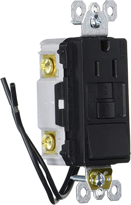 Legrand radiant Self-Test GFCI Rocker Decorator Switch, Safe for Kids, Tamper Resistant Outlets, 15 Amps, Black, 1597SWTTRBKCCD4