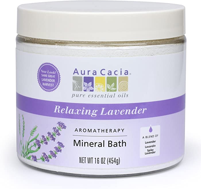 Aura Cacia Aromatherapy Mineral Bath, Relaxing Lavender, 16 ounce jar (Pack of 2)
