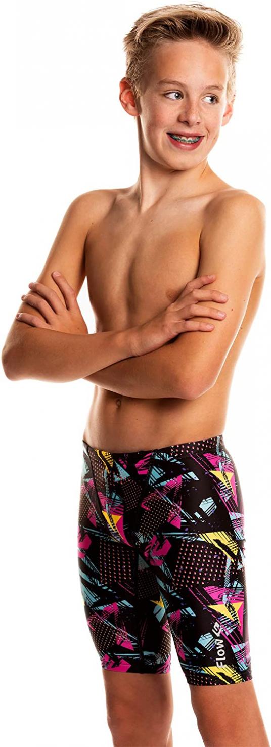 Flow Funky Jammers for Boys - Swim Jammer Swimsuit for Practice and Competition Swimming in Size 21 to 32