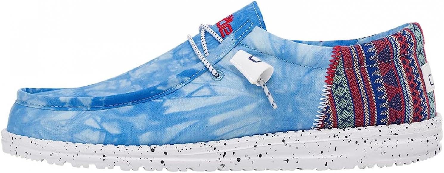 Hey Dude Men's Wally Funk Water Tie Dye Size 14 Blue | Men’s Shoes | Men's Lace Up Loafers | Comfortable & Light-Weight