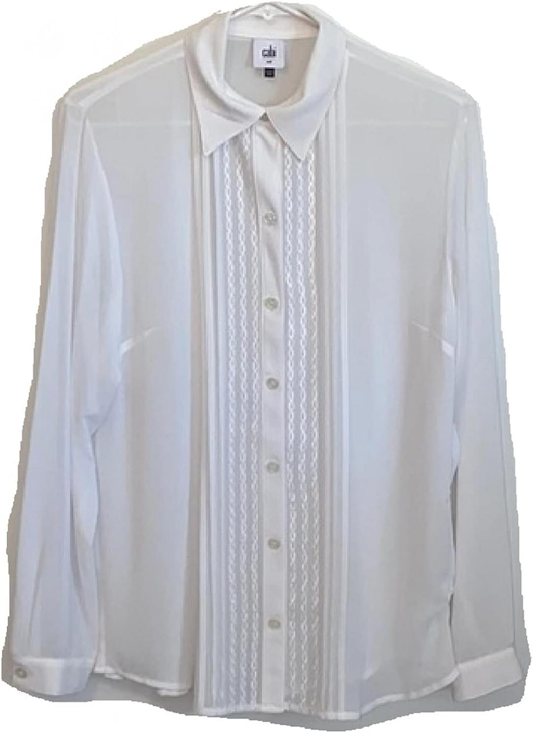 cabi White ling Sleeve Playwright Blouse