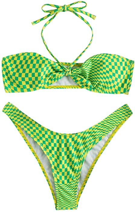 SOLY HUX Women's Criss Cross Halter Bikini Bathing Suits 2 Piece Swimsuits