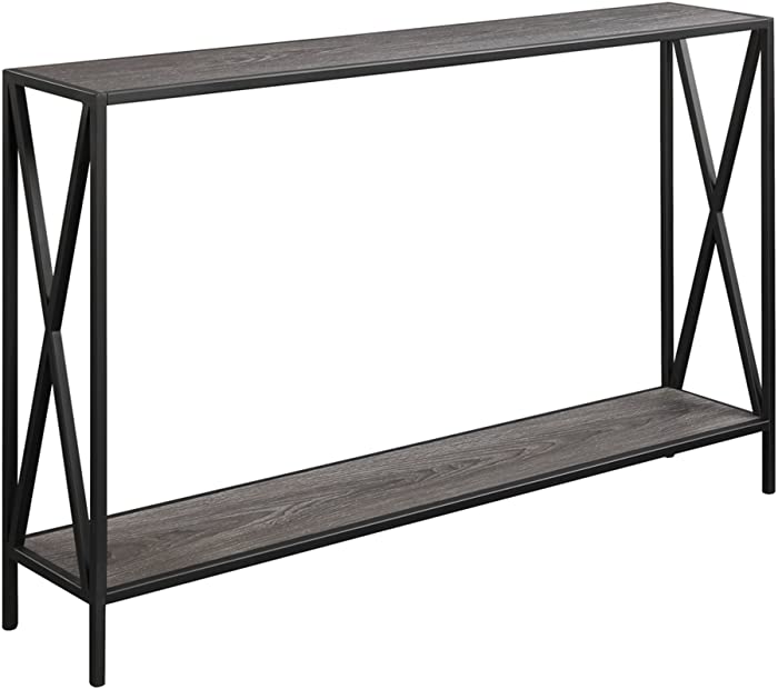 Convenience Concepts Tucson Console Table with Shelf, Weathered Gray