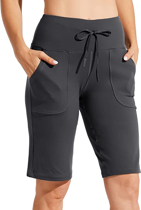 Willit Women's 12" Knee Length Long Shorts with Pockets Running Workout Lounge Yoga