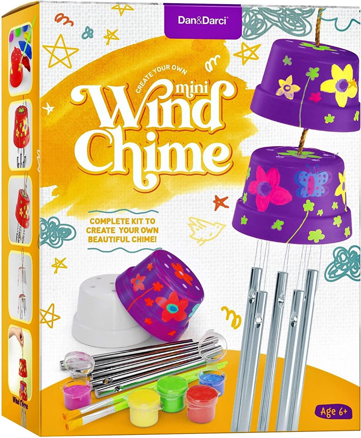 Wind Chime Making & Painting Kit - Arts and Crafts Gift for Girls & Boys Ages 4, 5, 6, 7, 8, 9, 10 -12 - Birthday & Christmas Gifts for Kids - Kid Art & Craft Kits - DIY Stuff for Girl Age 4-12