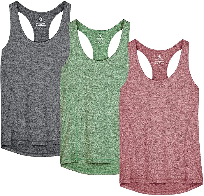 icyzone Workout Tank Tops for Women - Racerback Athletic Yoga Tops, Running Exercise Gym Shirts(Pack of 3)