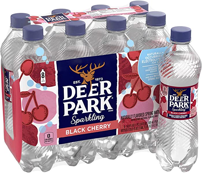 Deer Park Sparkling Water, Black Cherry, 16.9 oz. Bottles (8 Pack)