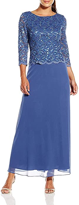 Alex Evenings Women's Plus Size Tea-Length Lace Mock Dress