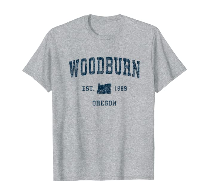Woodburn Oregon OR Vintage Sports Design Navy Print T-Shirt