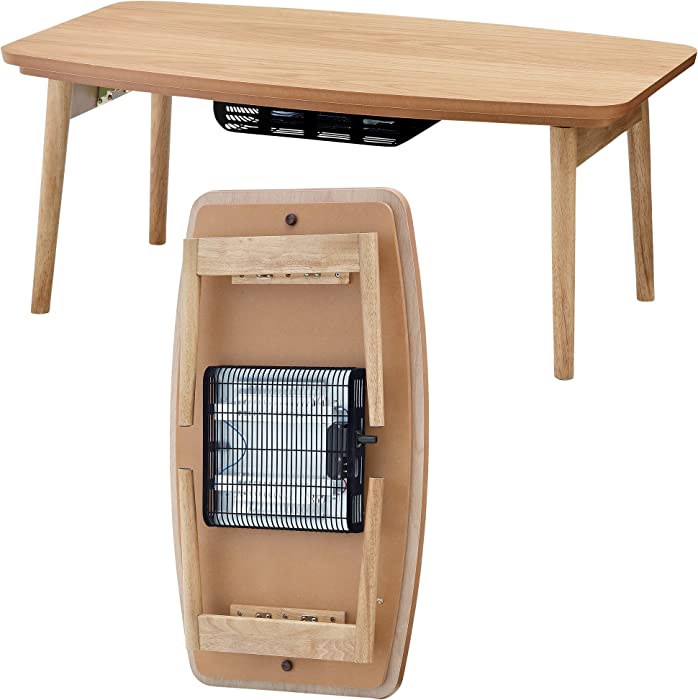 AZUMAYA ELFI-901OAK Folding Legs Kotatsu Heater Table, W36.0 x D20.0 x H14.5 Inches, Natural Wooden Material, Home and Living, Natural Oak Wooden Color