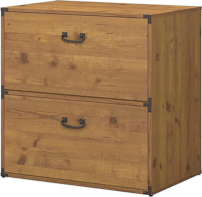 Bush Furniture kathy ireland Home Ironworks Lateral File Cabinet, Vintage Golden Pine