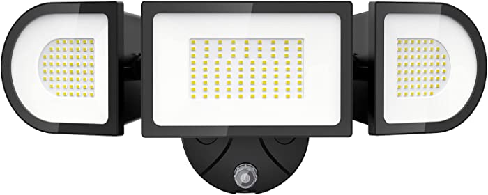 iMaihom 100W LED Security Light Dusk to Dawn, 9000LM Exterior Flood Lights, 6000K IP65 Waterproof Outdoor Flood Light with Photocell, 3 Adjustable Head Daylight White Floodlight for Yard Garage Patio
