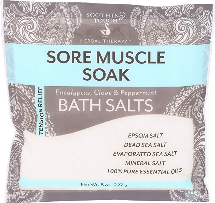 Soothing Touch Sore Muscle Soak Bath Salts Pouch, Peppermint, 8 Oz
