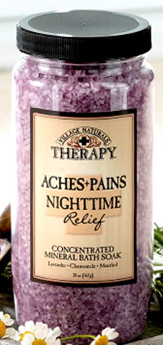 Village Naturals Aches & Pains nighttime Relief mineral bath Soak, 20 Ounce