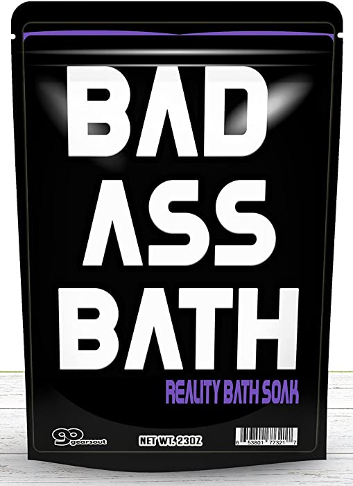 Badass Bath Soak – Bad Ass Bath Salts Purple Bath Funny Gifts for Friends Funny Bath Products Spa Gifts for Men Stocking Stuffers Gag Gifts for Women Cool Gifts for Guys Dad Unisex White Elephant Gift