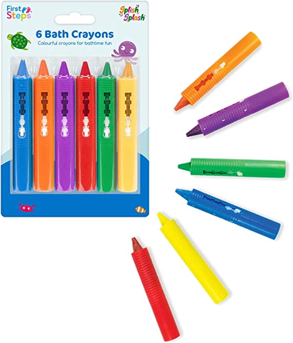 Widdle Gifts 6 pack Baby Bath Crayons - Non Toxic Bath Toys by First Steps