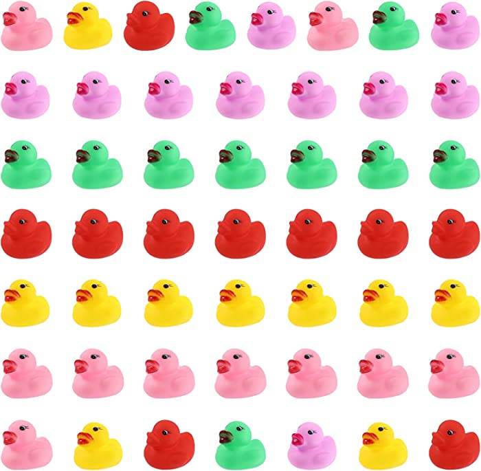 N/C Rubber Duck, Baby Bath Toy for Kids Assorted Colors Duck Toy Let Babies Fall in Love with Different Colors & Discover The Wonderful World (50Pcs), 1.3x1.3x1.2