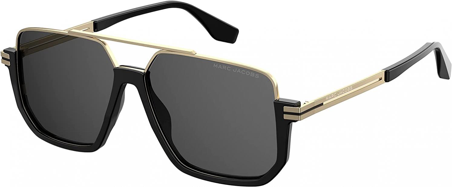 Marc Jacobs Men's Marc 413/S Navigator Sunglasses, Black Gold/Gray, 57mm, 13mm