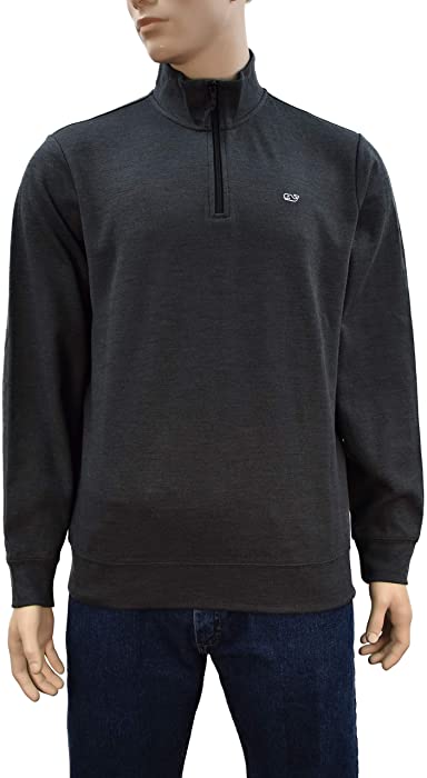 Vineyard Vines Men's Broadfield 1/4 Zip Solid Sweater (Small, Jet Black)