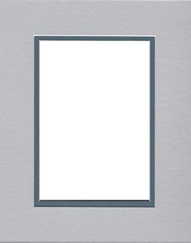 20x24 Double Acid Free White Core Picture Mats Cut for 16x20 Pictures in Nantucket Grey and Slate Blue