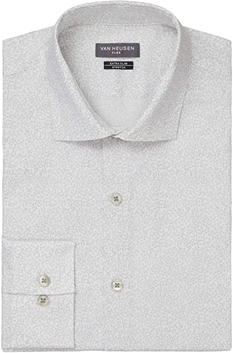 Van Heusen Men's Dress Shirt Extra Slim Fit Flex Collar Stretch Print