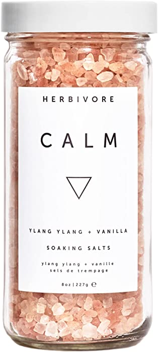 Herbivore Botanicals Calm Soaking Salts – Inviting Blend of Pink Himalayan Salts, Ylang Ylang and Vanilla Creates a Relaxing Bathing Experience (8 oz)