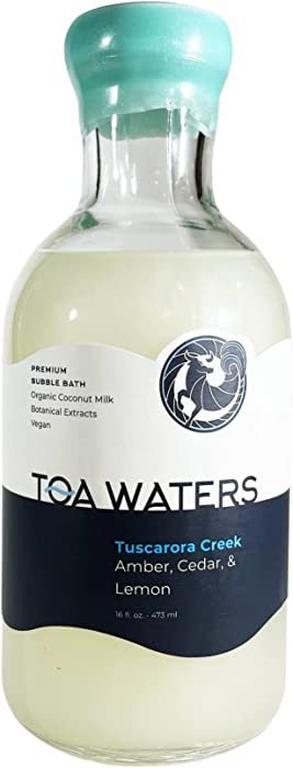 Tuscarora Creek Bubble Bath - Amber, Cedar, & Lemon - Organic Coconut Milk Bath with Botanicals - 100% Vegan - Paraben Free - Handcrafted in The USA - for All Skin Types - by TOA Waters - 16 FL oz
