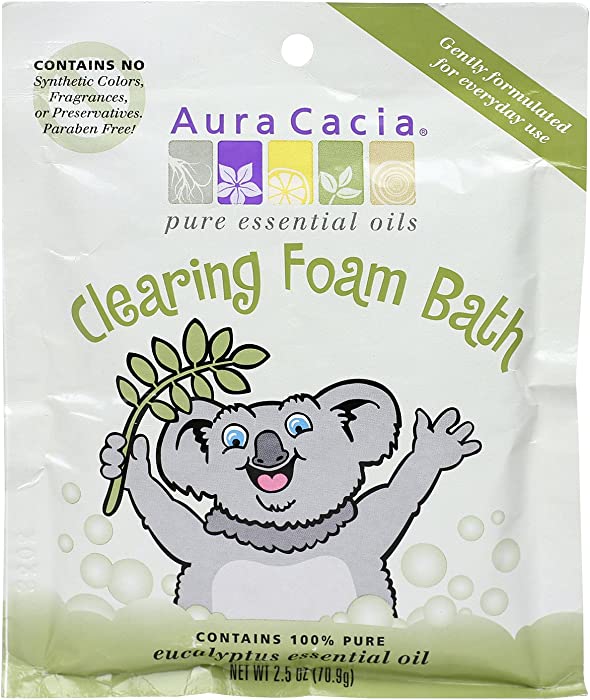 Aura Cacia Aromatherapy Foam Bath, Clearing with Eucalyptus, 2.5 ounce packet (Pack of 6)
