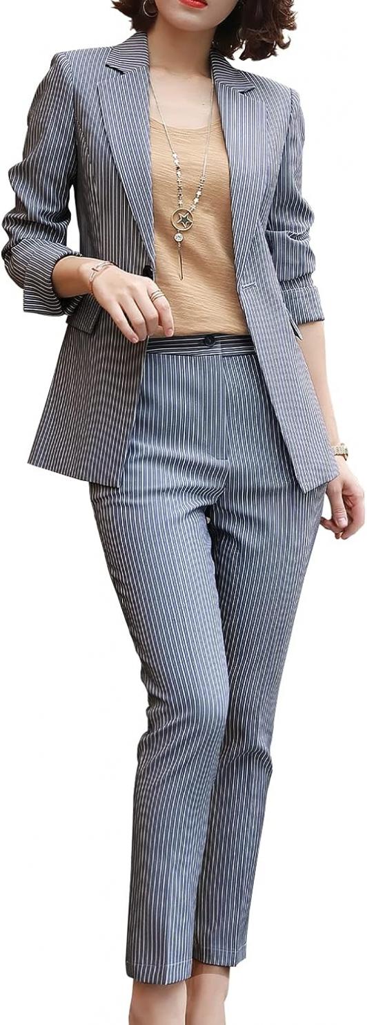 Womens Business Work Suit Set Blazer Pants for Office Lady Suit Set Slim Fit Blazer Pant